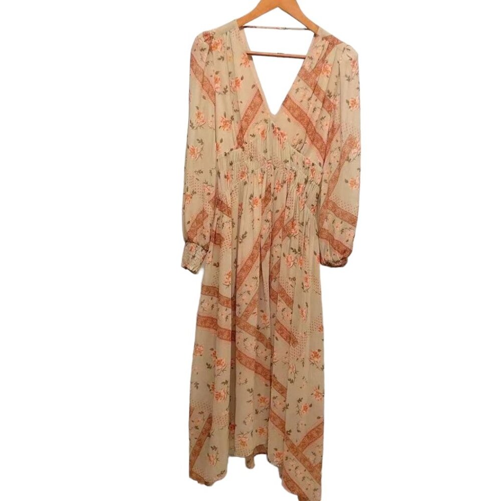 NWT ASTR The Label Sand Maxi Dress Sand Floral - Picture 2 of 4